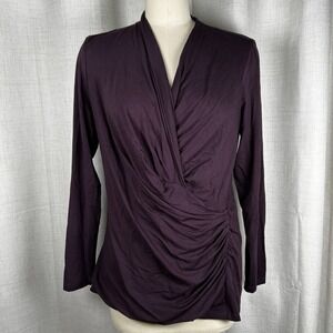 M.M. LaFleur Women's +1 Plus The Fey Ruched Purple Plum Shirt Blouse Faux Wrap